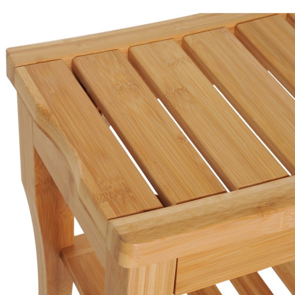 Natural Bamboo Bath Storage Bench - Picture 3 of 8